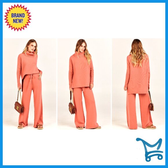 Oversized Turtleneck Sweater Set Wide Leg Pants Lounge Comfy Fall Winter - Picture 7 of 7